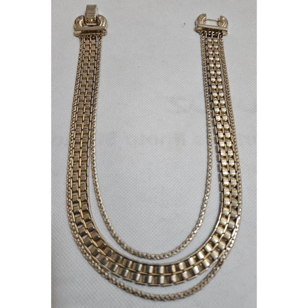 Gold Tone Multi Strand‎ Chain Bracelet Statement Jewelry Fashion Accessory